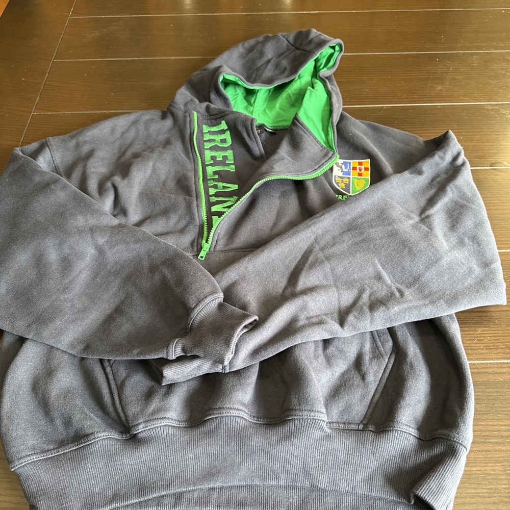 Malham Live For Rugby Ireland Hoodie Navy Blue Quarter Zip Pullover Mens Sz XL